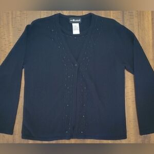 EUC Sag Harbor Petite Women's Classic Black Cardigan Sweater Set - Size 10P